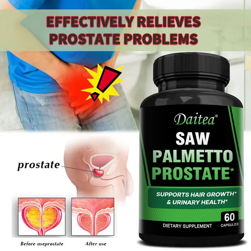 Capsule di Saw Palmetto, Salute della Prostata e delle Vie Urinarie, Bloccante DHT per Contrastare la Caduta dei Capelli, Regolano gli Ormoni Sessuali nel Corpo