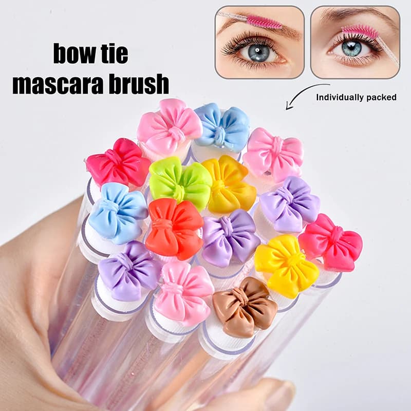 1 pc. Colorful mascara tubes with bow and brush applicators for eyelashes, eyebrow combs, makeup tools