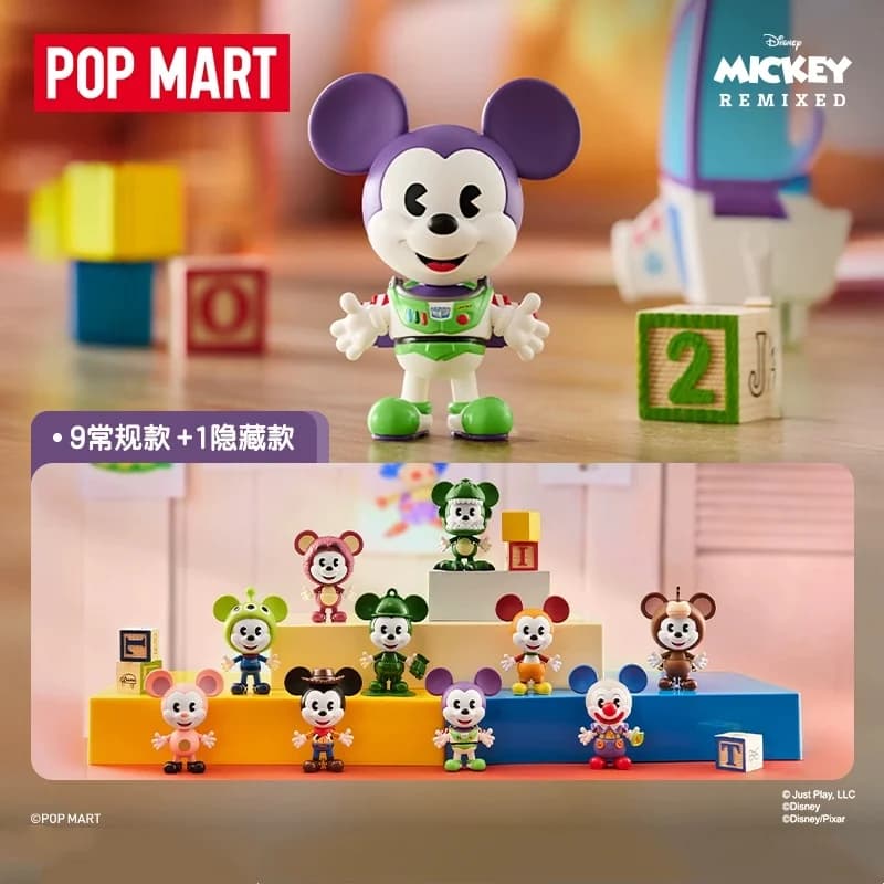 POPMART Disney Mickey REMIXED Mickey incontra la serie PIXAR Blind Box Guess Bag Giocattoli originali Bambola Cute Anime Figure Ornamenti Regalo