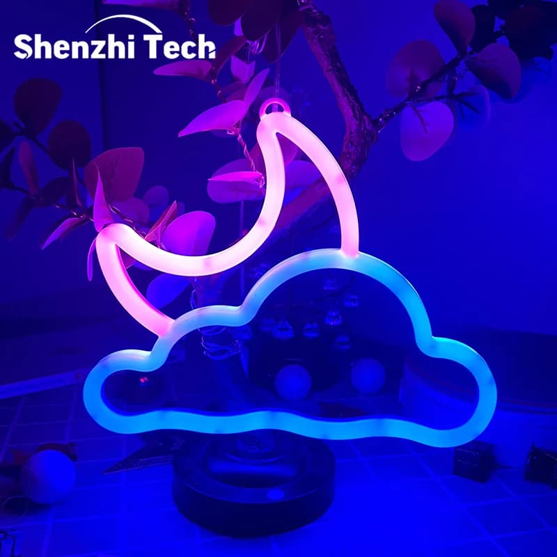 Lampada da parete a LED con insegne al neon lunari e nuvole per camera da letto, decorazione da parete, camera dei bambini, soggiorno, festa di nozze, bar, casa di Natale