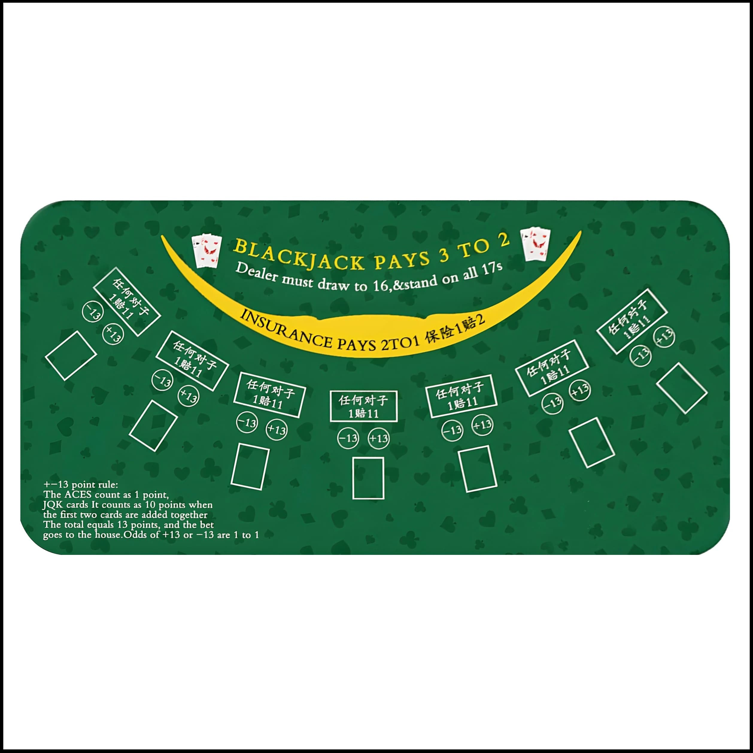 120x60 cm/180x90 cm Blackjack gioco di poker tappetino da tavolo in gomma scacchi per feste e giochi di carte tappetino da poker con design speciale