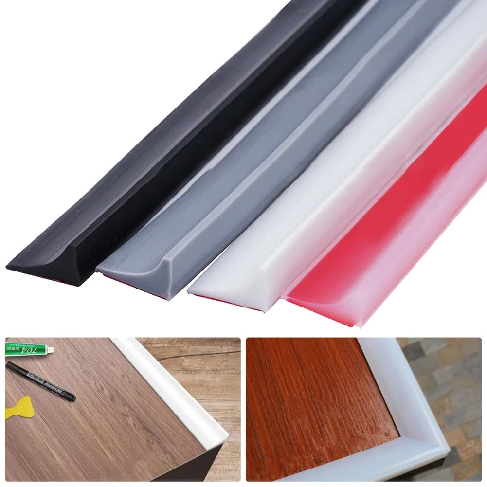 Kitchen Water Retaining Strip Silicone Self-adhesive Door Seal Retaining Strip Separation Shower Dam Barrier Bathroom Accessory