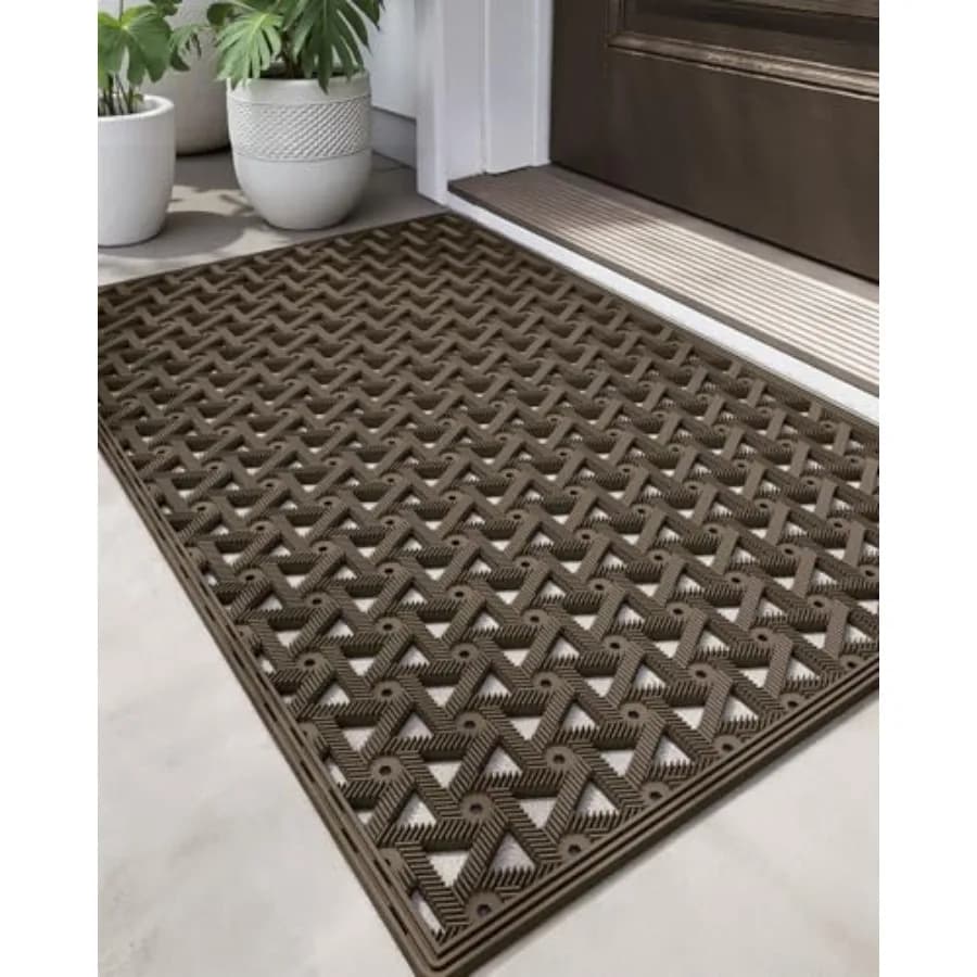 Tappeto Zerbino Anteriore per Esterni in Gomma 32x48, Tappeto di Benvenuto Antiscivolo Resistente, Cattura Sporco Impermeabile per Ingresso Esterno