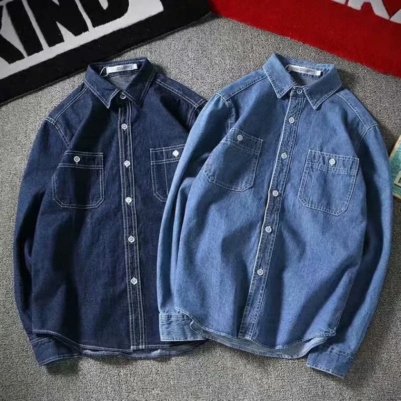 Camicia in Denim Primaverile ed Estiva da Uomo, Camicia a Maniche Lunghe per Coppie, Giacca Leggera alla Moda e Elegante