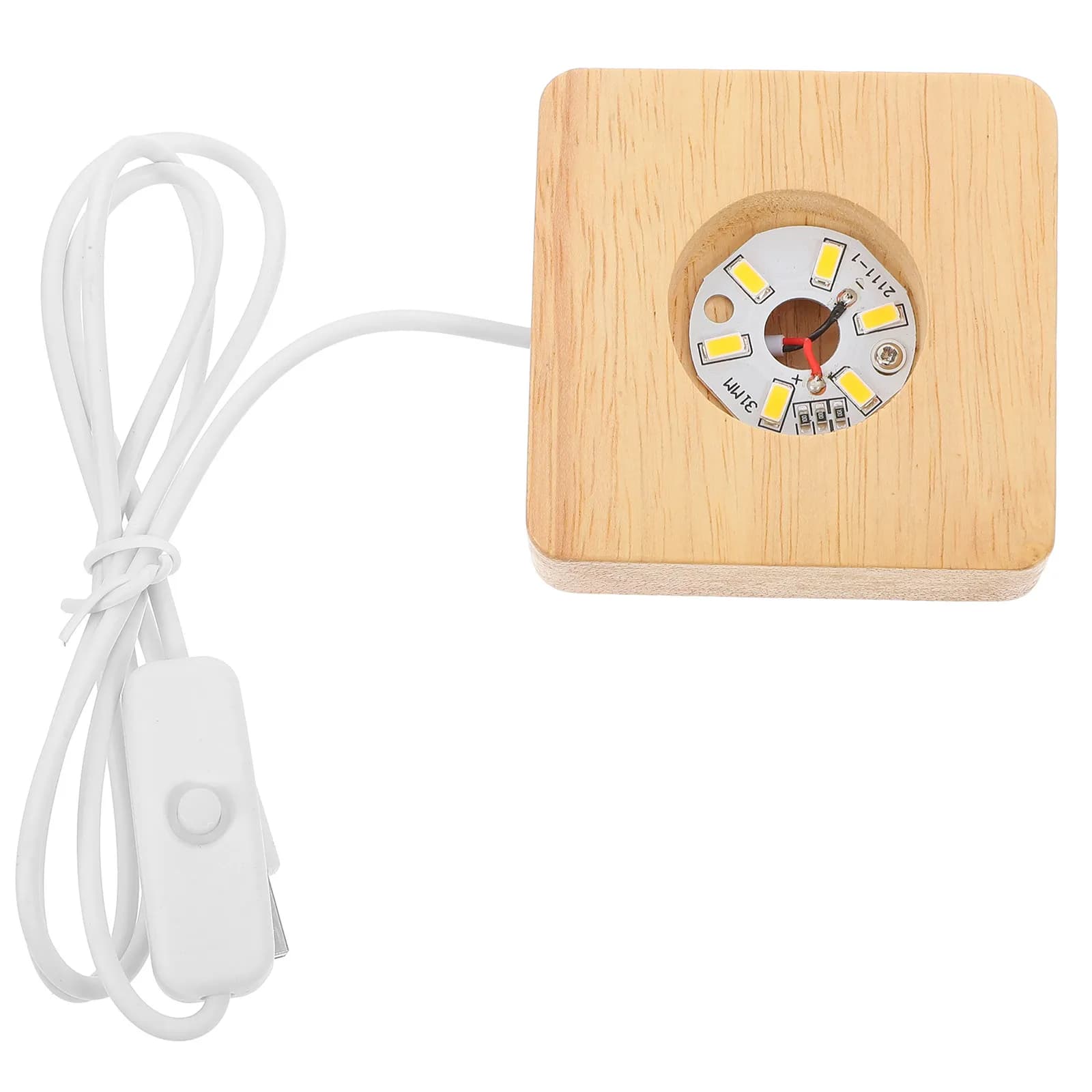 Base Luminosa in Legno Massello Naturale con LED per Esposizione di Sfere di Cristallo, Globi di Neve e Oggetti da Collezione, Decorazione per un'Atmosfera Accogliente