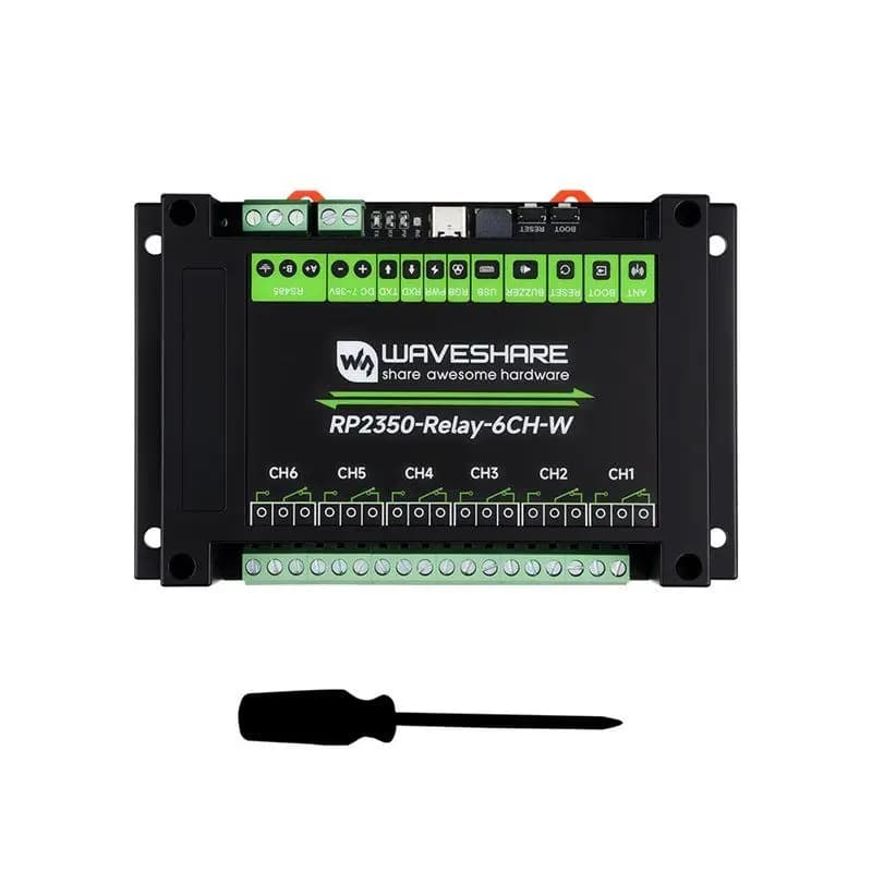 Waveshare For Raspberry Pi Pico 2 RP2350 6-Channel Relay Controller With WIFI Functionality RS485 Isolation Protection