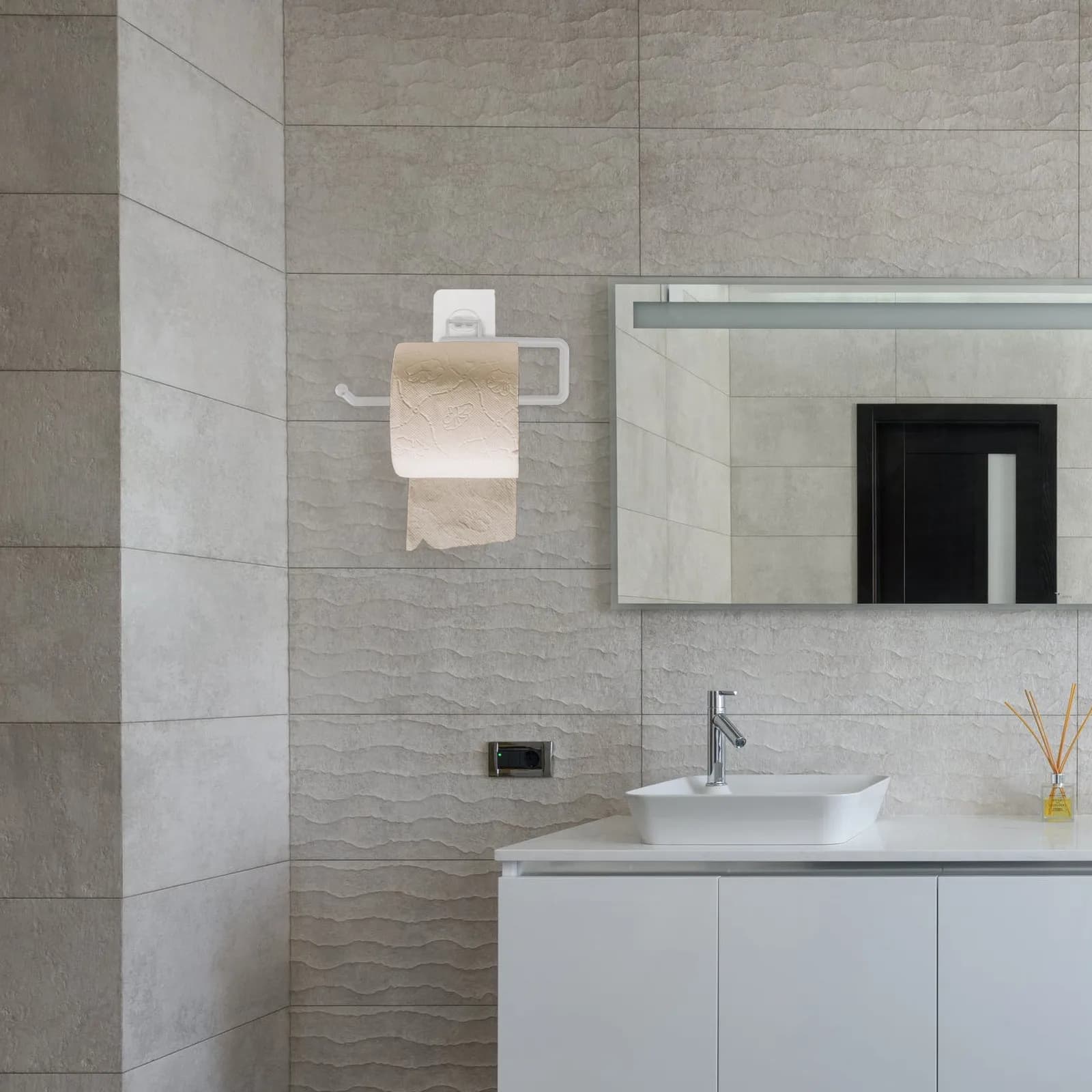 Portarotolo da Parete Senza Foratura, Resistente, Salvaspazio, Design Moderno per Bagno, Cucina, Soggiorno
