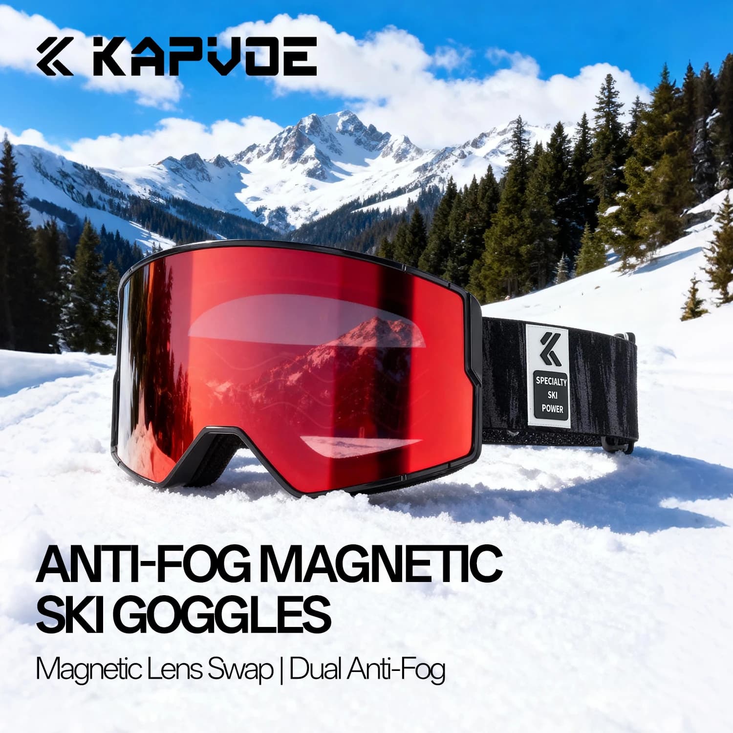 KAPVOE UV400 Anti Fog Double Layer Anti Glare Windproof Winter Ski Snowboard Snow Sports Protection Outdoor Ski Goggles Glasses