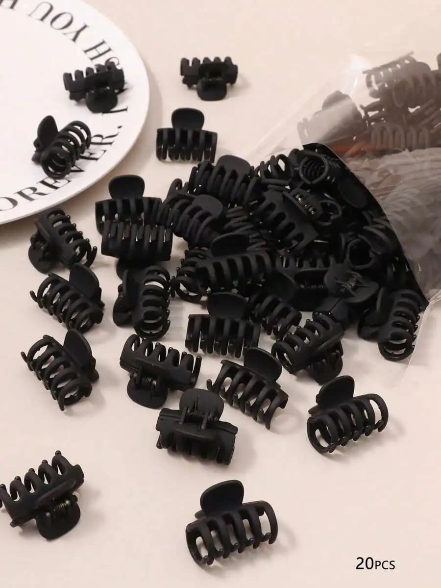 20 fermagli per capelli quadrati neri per donna, accessori per capelli, eleganti clip a ganascia