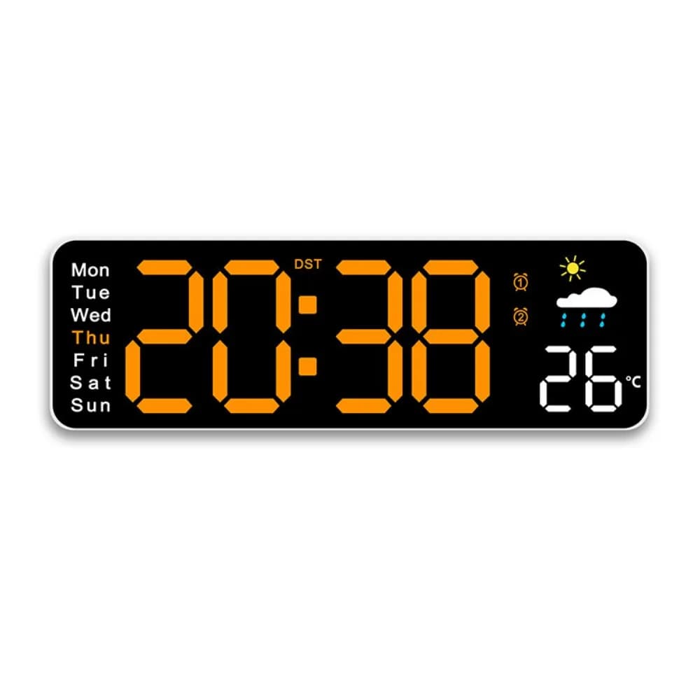 Large Screen Digital Wall Clock Timer Temperature Humidity Display Alarm Clock Home Decoration Auto Dimmer LED Clock