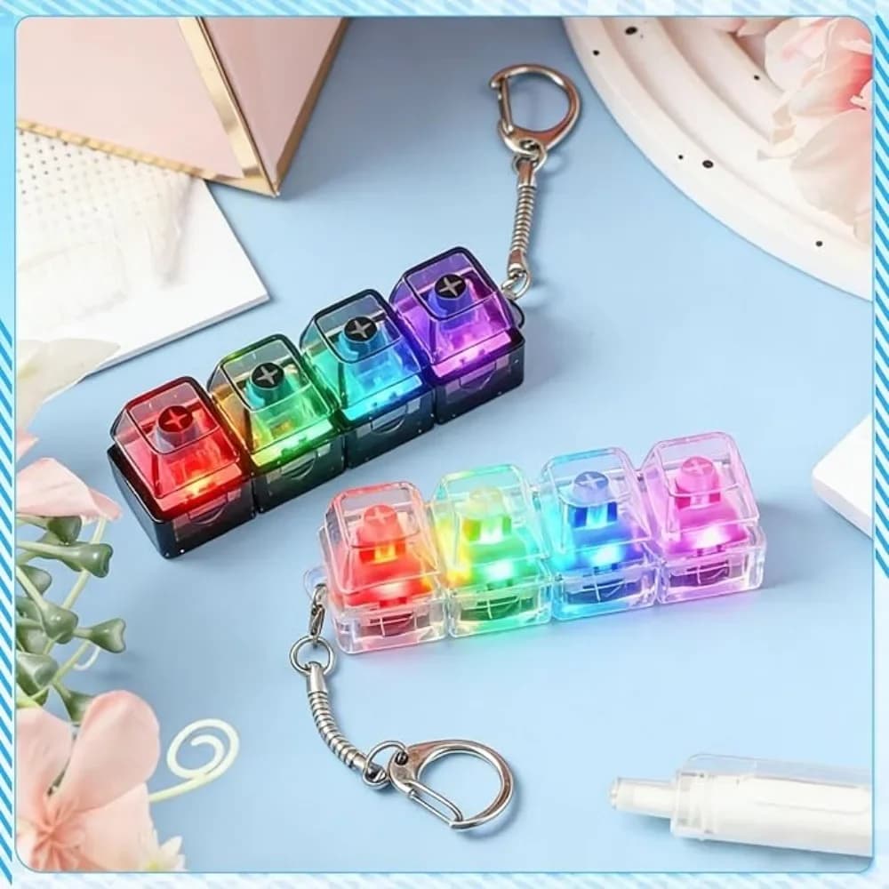 Portachiavi LED con Tastiera, Giocattolo Antistress Sensoriale in Cristallo per Adulti e Bambini