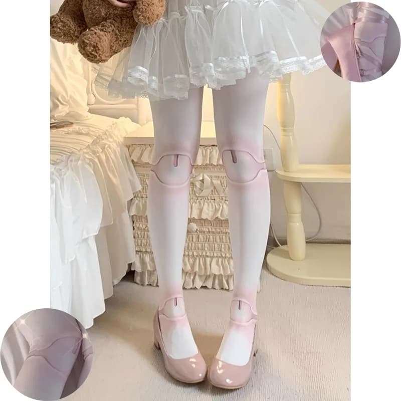 Calzini Lolita per bambole congiunte giapponesi Calzini di bellezza estivi e autunnali da donna Collant stampato in velluto dolce Lolita 120d