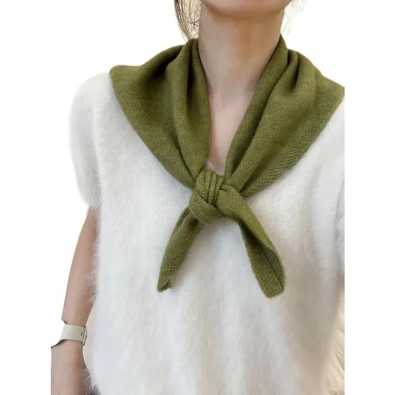 Sciarpa Triangolare in Lana per Donna, Multifunzionale, Calda, Lavorata a Maglia, Stile Britannico e Coreano, Foulard di Nicchia