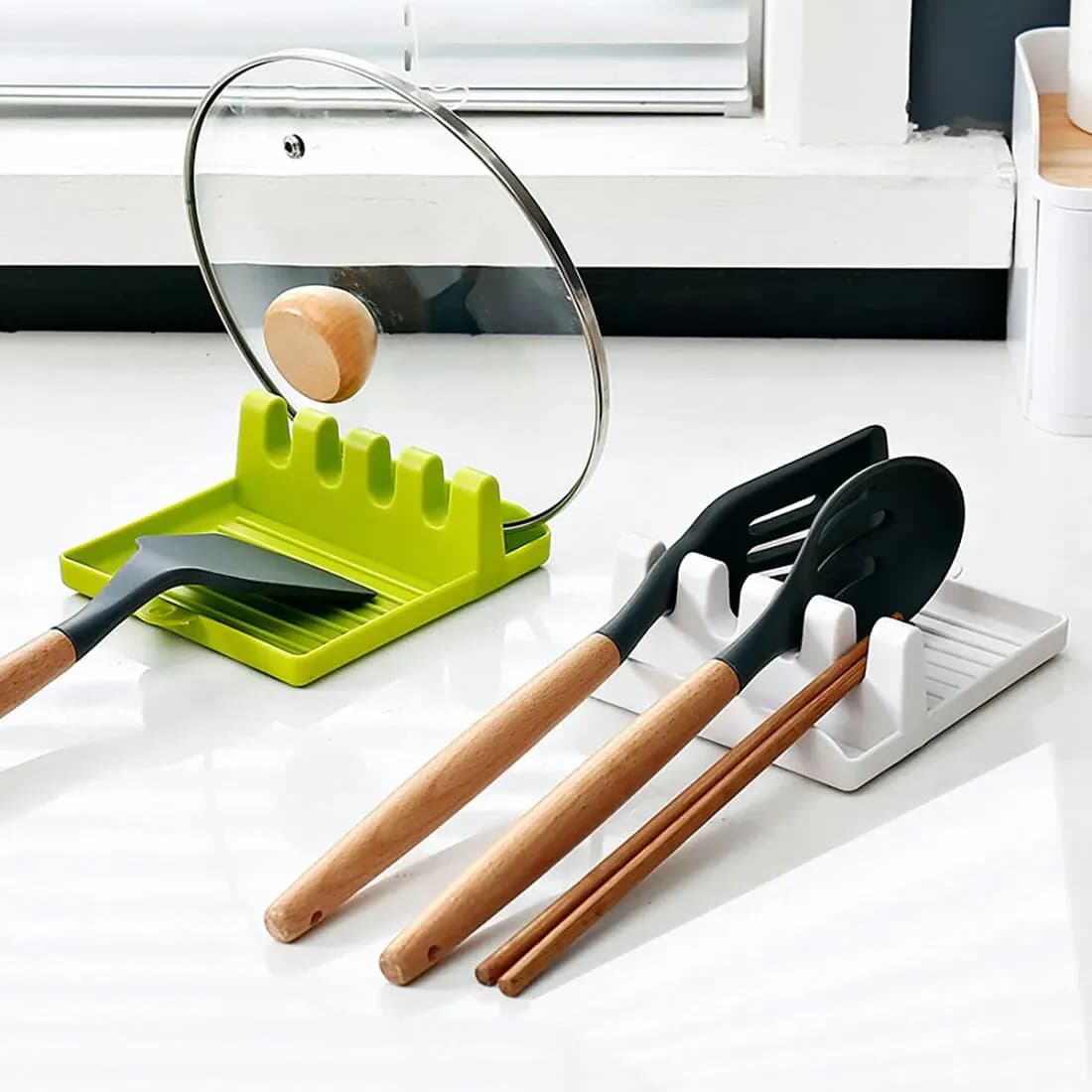 [Hot sells] 1Pcspatula Rack Pot lid Rack shelves shelf spoon shelf spoon soup Pad put spoon by soup sticks support