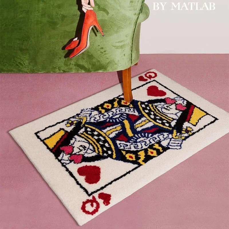 Creative Poker Red Hearts Carpet Queen King Area Rug Rectangle Bathroom Bedroom Doormat Fluffy Living Room Floor Mat Soft Pad