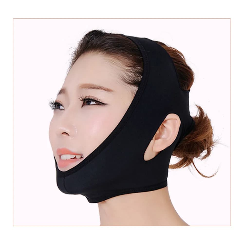 2 Pieces Strap Lifting Face Sottile, Support Anti-russation, Benda Elastica Adjustable for Menth, Black/Rosa