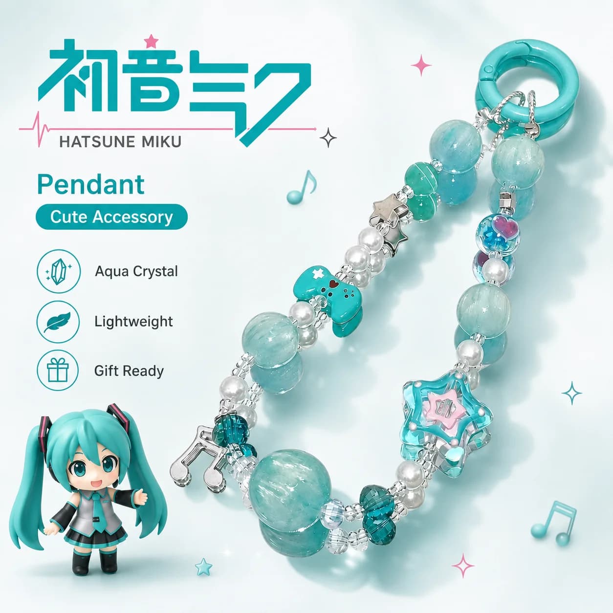 Hatsune Miku Phone Charm Cute Cartoon Phone Strap Pendant for Phone Case Bag Keychain Decor Gift