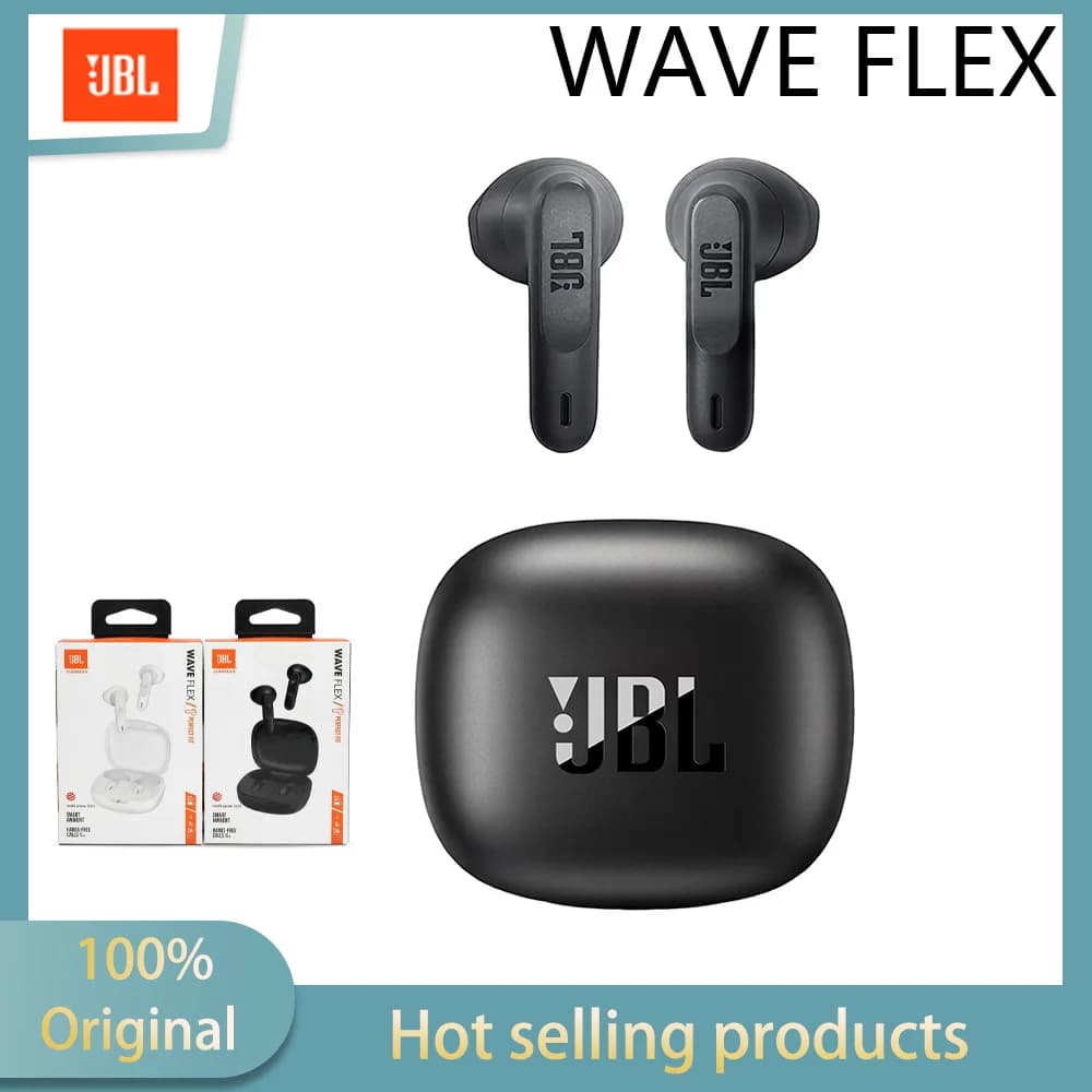 Cuffie Bluetooth Wireless Semi In-Ear JBL WAVE FLEX con Controllo APP, Cancellazione Attiva del Rumore, Impermeabili IP54 e Antipolvere