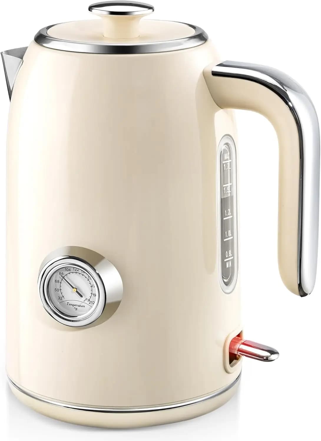 1.7 liters stainless steel electric kettle with temperature indicator, 1500 W rapid boiling, LED light and automatic shutdown