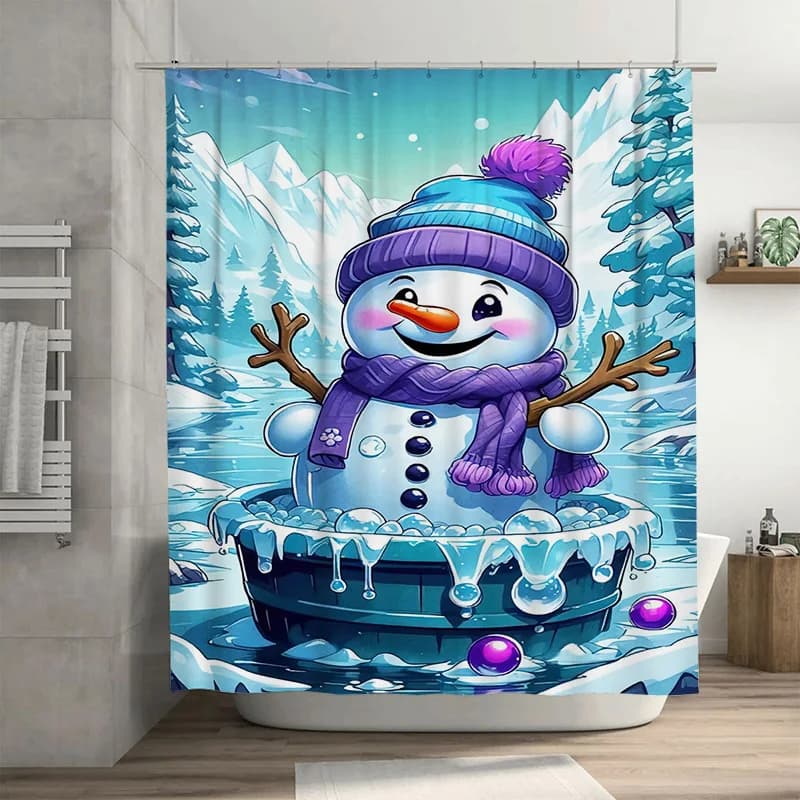 Tuniu stravagante pupazzo di neve tenda da doccia per vasca da bagno con bolle carino set da bagno per decorazioni per le vacanze invernali