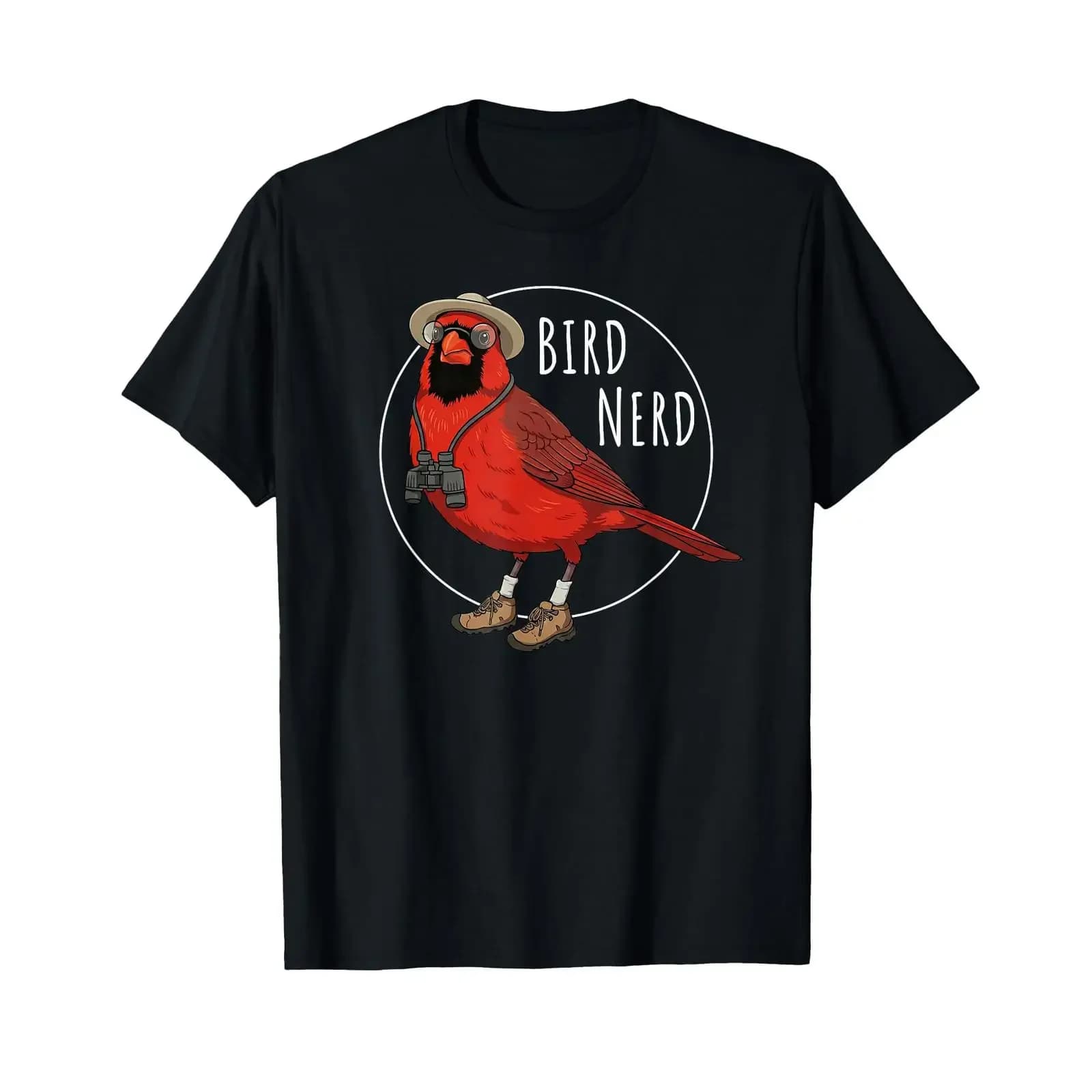 T-shirt vintage lavata da uomo, traspirante, stile streetwear, per amanti dell'ornitologia e osservatori di uccelli, con stampa divertente 'Red Cardinal Bird Nerd'