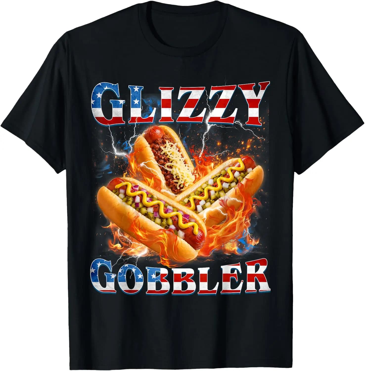 Funny Gobbler Meme Hilarious Hotdog Glizzy Lovers T-Shirt 100% Cotton T-Shirt: Soft, Quick-Drying, Versatile, Unisex Short-Sleeve Top for Sports and Casual Wear