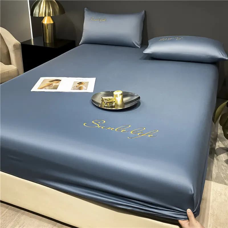 Bedroom Twin Bedsheets Blue Silk Adult Cooling Bedsheets Soft Comferter Ropa De Cama Juego Completo Full Size Comforter Set