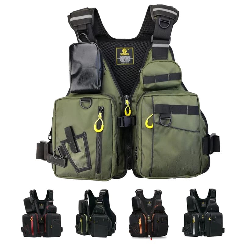 Giubbotto di salvataggio multifunzionale per sport acquatici all'aperto Pesce Surf Wakeboard Abbigliamento di sicurezza con tasche portaoggetti regolabili