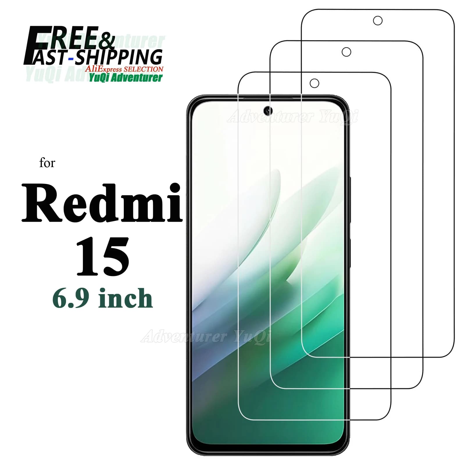 Proteggi schermo per Redmi 15 4G 5G Xiaomi Vetro temperato HD 9H Custodia trasparente antigraffio