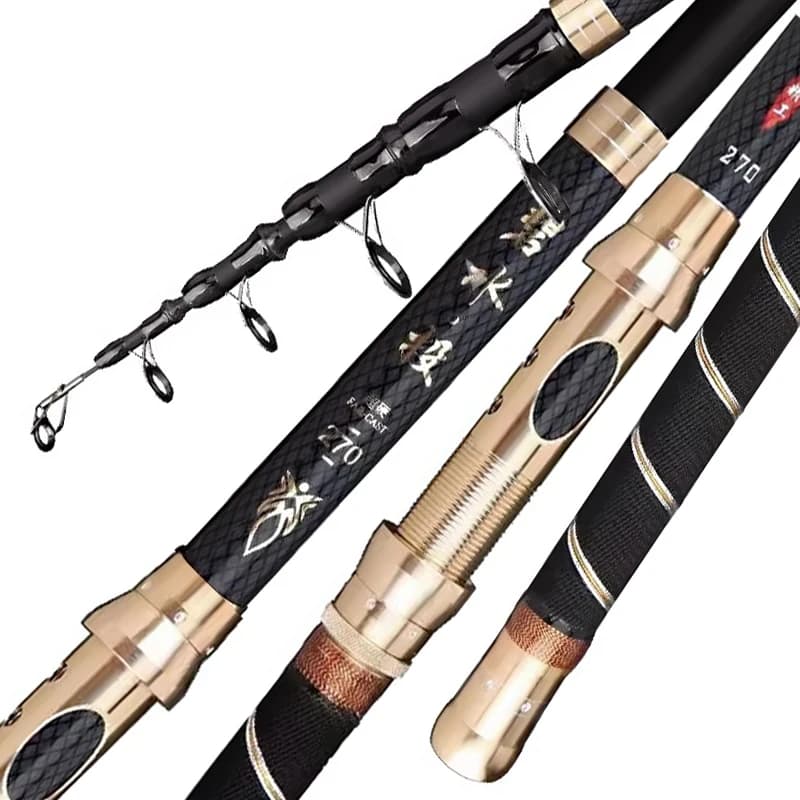 Canna da Pesca Telescopica 2.1m 2.4m 2.7m 3.0m 3.6m CARP 50-200g Ultra-Leggera da Viaggio per Roccia, Spiaggia e Lago