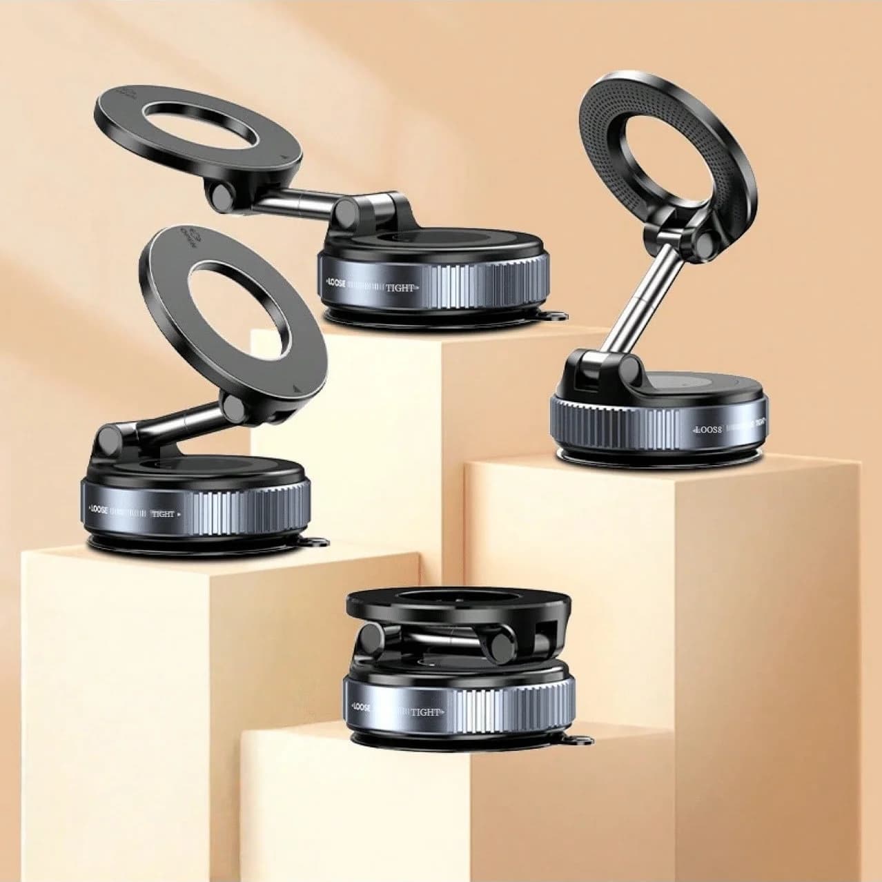 2pcs 360° Rotating Mechanical Vacuum Suction Cup Car Phone Holder, Magnetic Phone Stand, Suitable For IPhone, Android Phones, Navigation, Birthday Gift, Family & Friends, Car Accessories