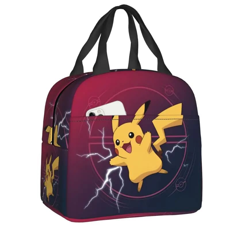 Borse Termiche per il Pranzo Pokemon P-Pikachu per Donne, Stampa Carina Thunderbolt, Contenitore Termico per Bento, per Campeggio e Viaggi all'Aperto
