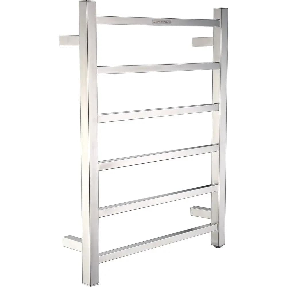 Scaldasalviette da parete a 6 barre Charles in nichel spazzolato | Scaldasalviette Elettrico a Spina da 68W ad Alta Efficienza Energetica per Bagno | Macchia