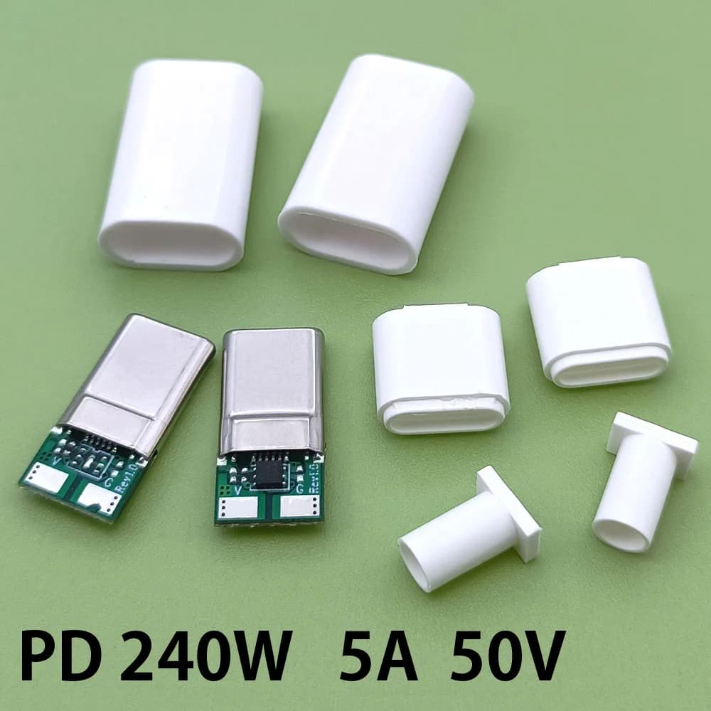 PD 240W 5A 50V Quick Charging Type-C 16P Male Plug USB Connector With Welding PCB Data Line Interface Accessories Data Cable DIY