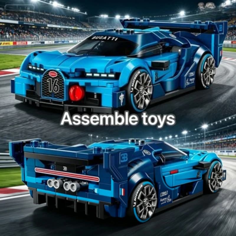 77253 Bandai Bugatti Vision GT Auto da Corsa in Blocchi, Souvenir per Feste, Regalo di Compleanno per Ragazzi e Ragazze, Compatibile con Mattoncini LEGO