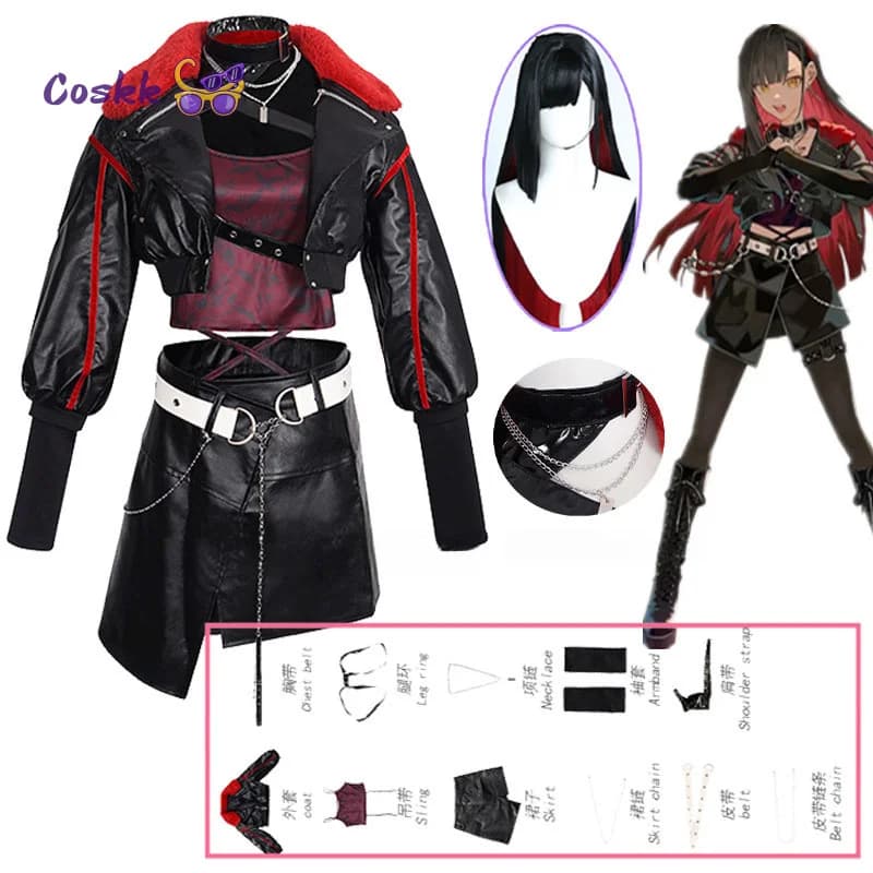 Costume Cosplay di Retsuka Shiraishi, Set Uniforme Anime PJSK Sekai con Cappotto e Gonna, Outfit per Feste di Halloween per Donna, con Parrucca