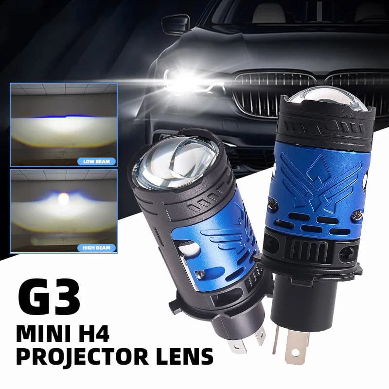 Proiettore Laser Bi-LED H4 Mini 12V 65W 6000K con Lente per Fari Auto Hi/Lo Beam - Kit Retrofit