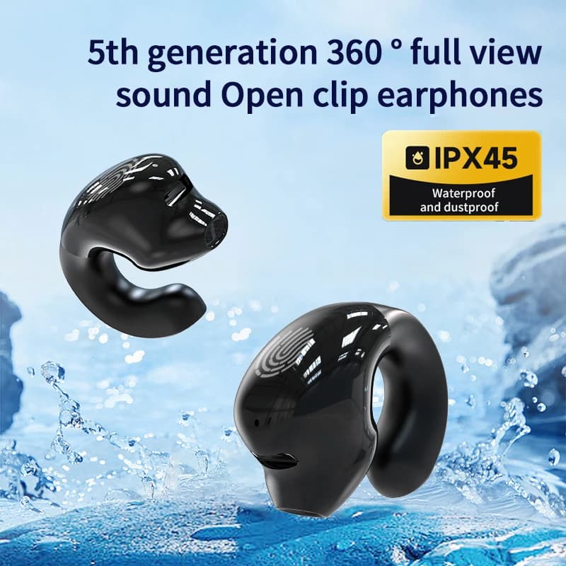 Cuffie Bluetooth senza fili TWS Cuffie a conduzione ossea HiFi Stereo Musica Clip per orecchio sull'orecchio Orecchino Auricolari sportivi con microfono