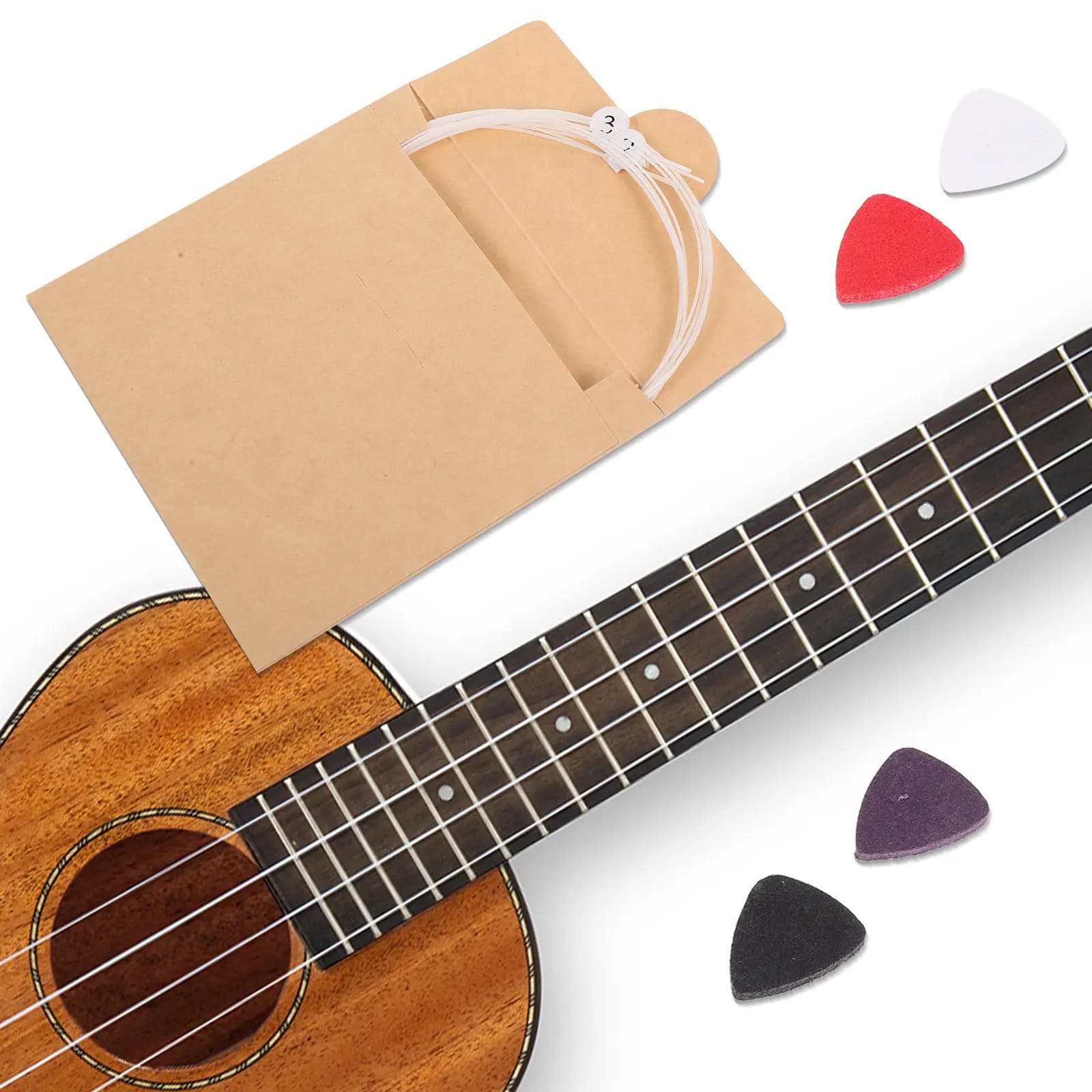 Set Professionale di Strumenti per Ukulele e Chitarra: Kit di Manutenzione e Riparazione con Capo, Plettri in Lana e Accessori per Liutai