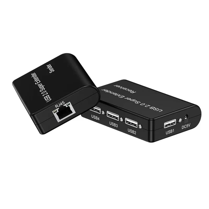 Cavo di Rete USB 2.0 a 4 Porte da 100m, Estensore Via Cavo Ethernet RJ45 Cat5e/Cat6 per Webcam, Fotocamera, Mouse, Tastiera, Stampante, Scanner