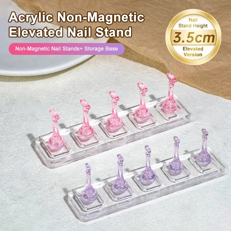 Set da 1 espositore per unghie in acrilico non magnetico a 5 griglie, porta punte per unghie finte, per gel effetto occhio di gatto, espositore per pratica e presentazione di unghie press-on.