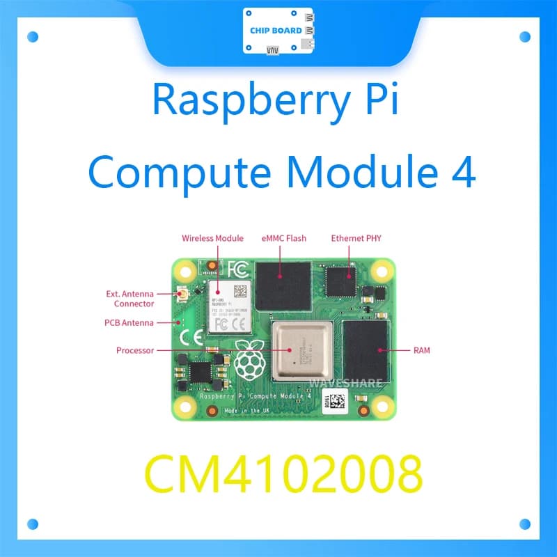 Modulo di calcolo CM4 Raspberry Pi 4, CM4102008, in un fattore di forma compatto, opzioni per RAM / EMMC