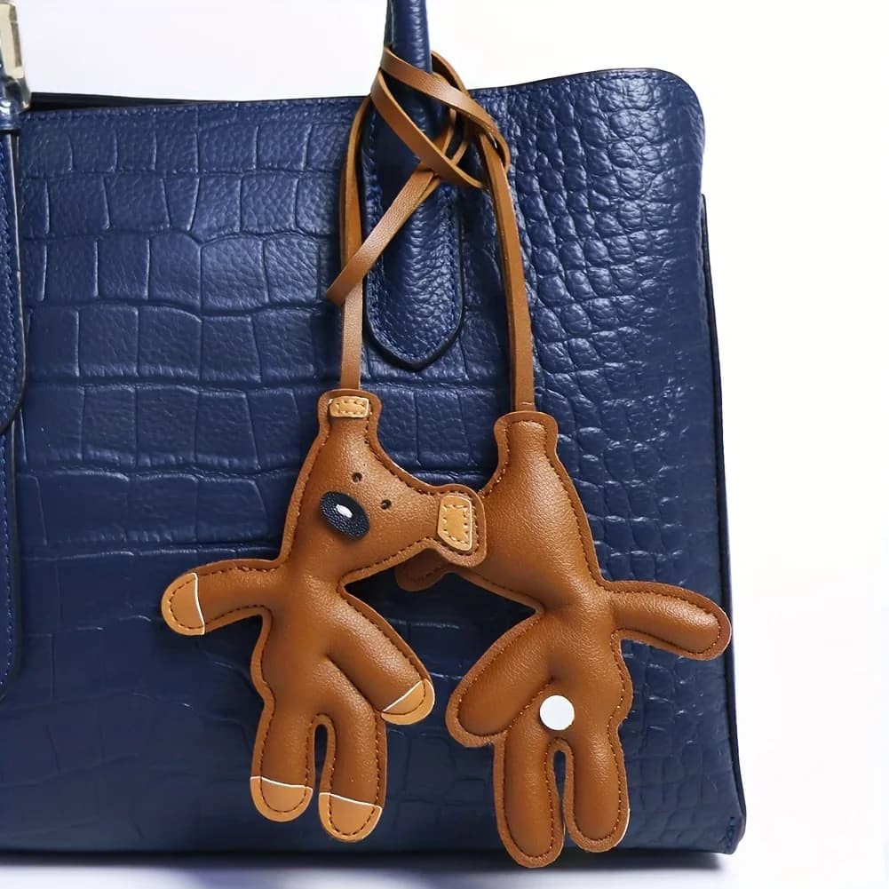 Cute brown bear keychain, imitation leather bag pendant, cute cartoon animal pendant, suitable for backpacks, car keys, wallet decoration, unique gifts for animal lovers