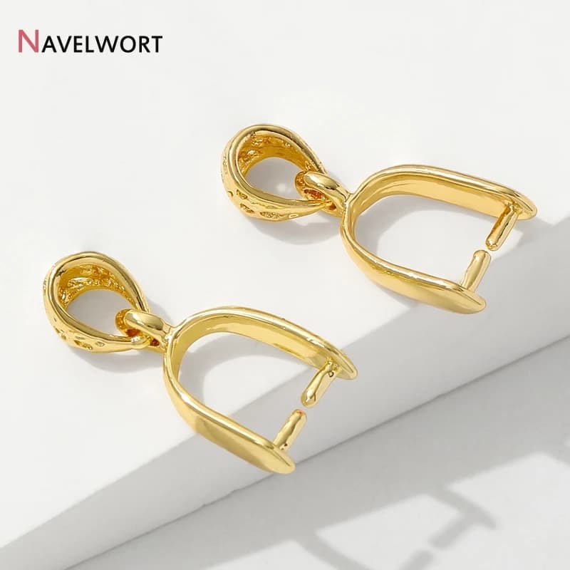 18K Gold Plated Brass Metal Pendant Pinch Clip,Pendant Clasps Hook Bails Clips Connectors For Bracelet Necklace Making Supplies
