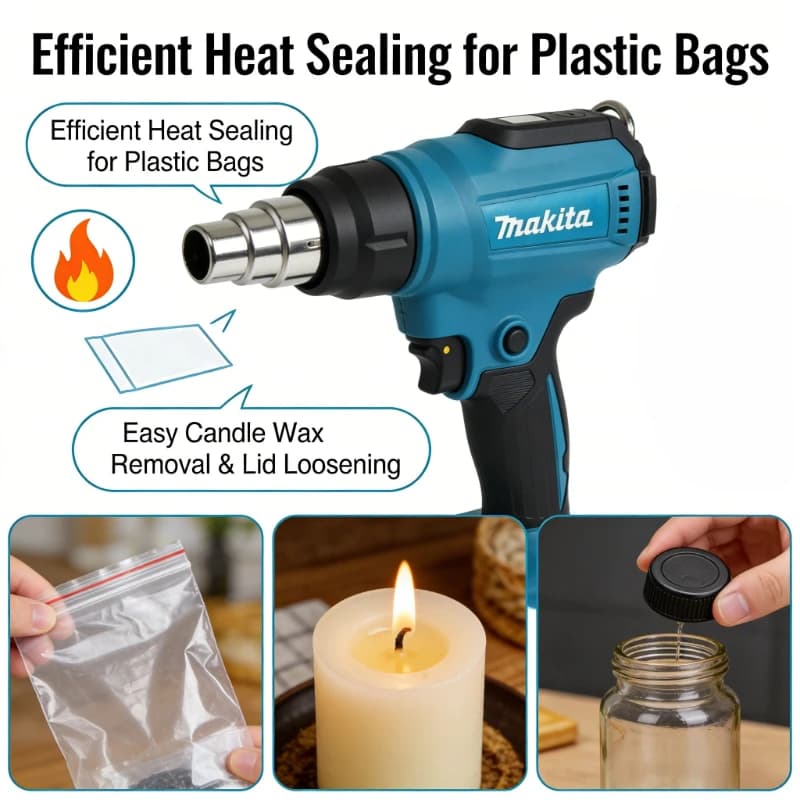 Makita 18V Cordless Heat Gun: 550°C Temp Control Soldering Blower with LED Display (Bare Machine)