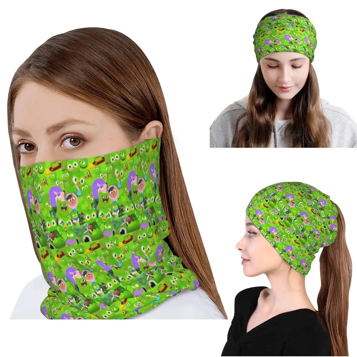 Duolingo Owl Duo Bandana Scaldacollo Sciarpa multifunzione Maschera per il viso Berretto Cappello Unisex Adulto Antivento