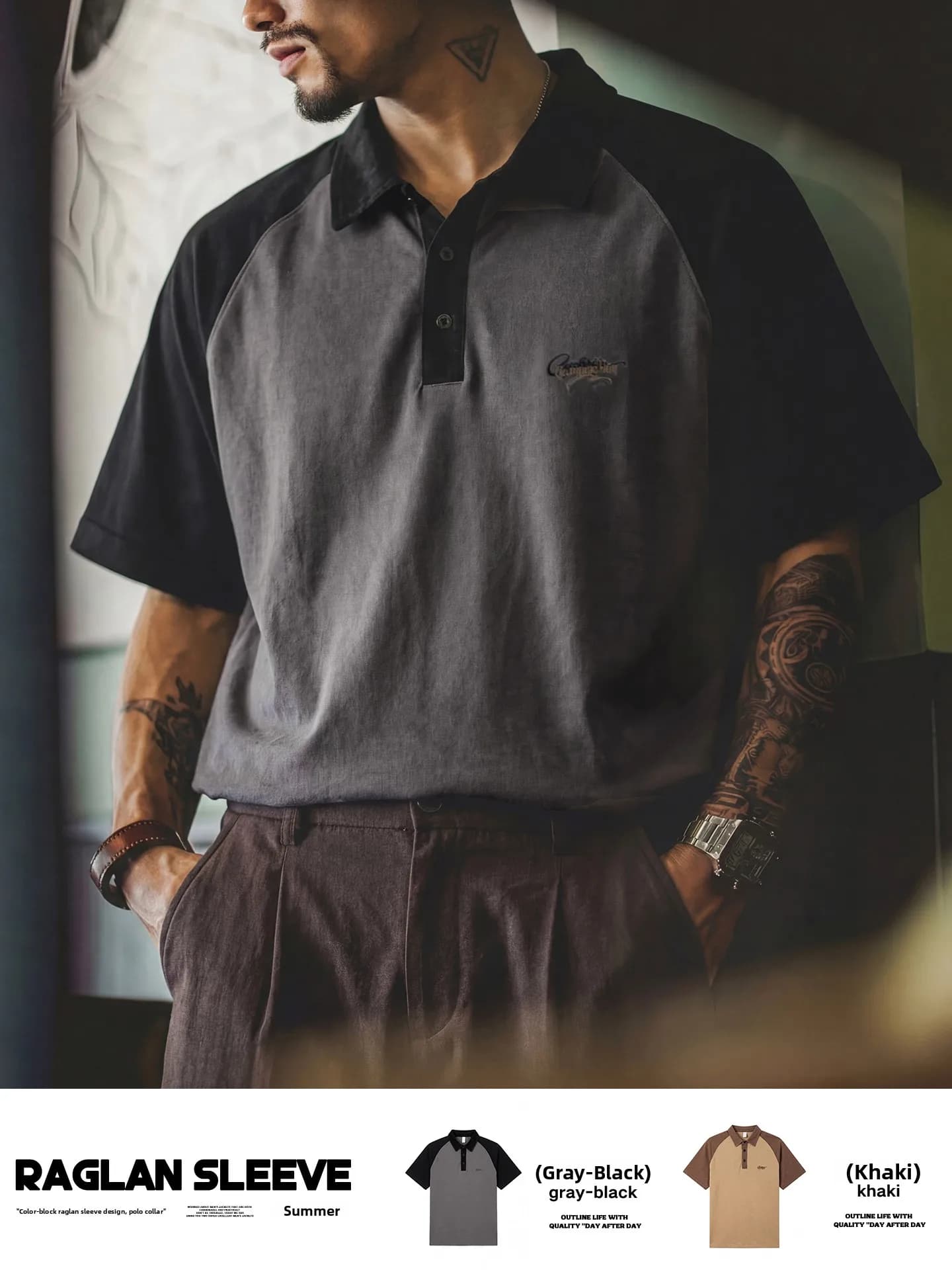 Retro American Shirt Short Sleeve Men's Summer New Loose Casual Commute Color Block Splice Collar T-shirt Cotton Blend F...