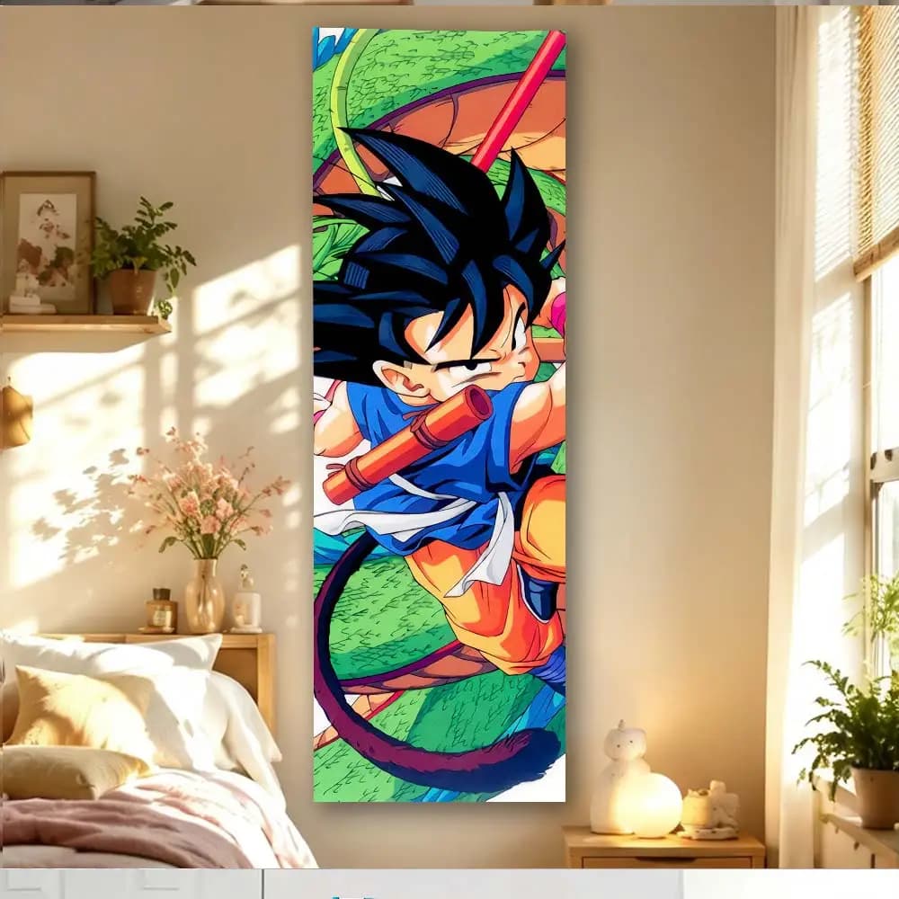 Dragon Ball Z Full Cast Group Portrait Blue Sky Cloud Background Tall Narrow Vertical Banner Tapestry Anime Door Wall Decor