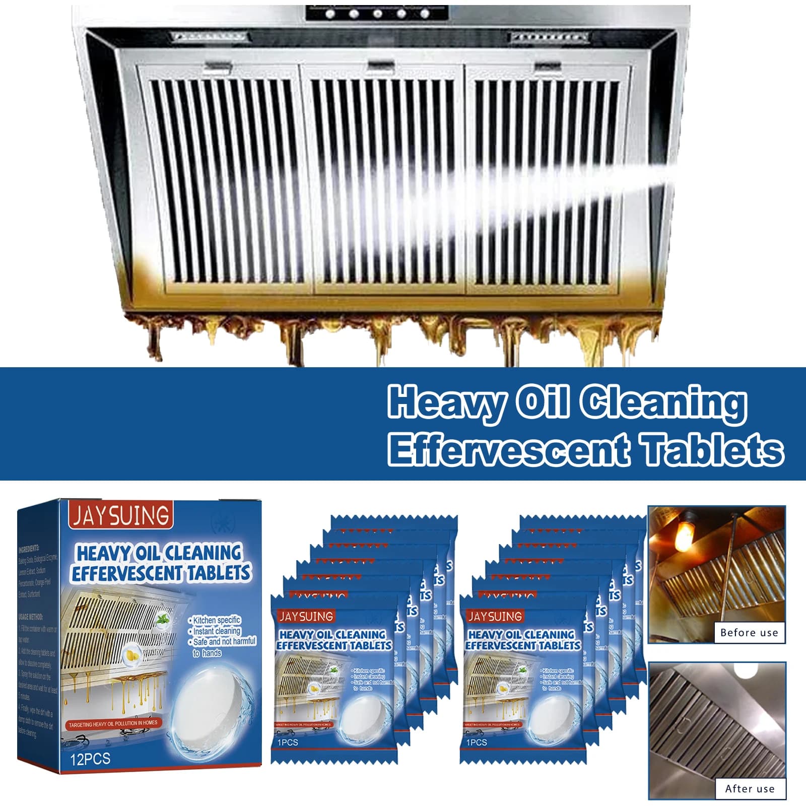 Compresse schiumose cucina detergente per grasso pesante compresse per la pulizia del grasso grasso pesante pulizia dello sporco compresse schiumose cappa fornello top
