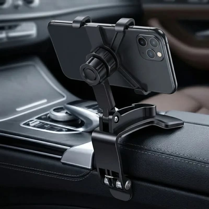 Universal Foldable Dashboard Car Phone Holder Adjustable Spring Clip Bracket 360 Degree Rotating Smartphone Stand Stable Anti-sl